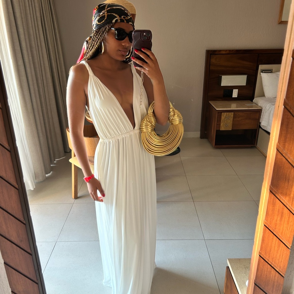 White low cut maxi dress